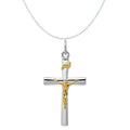 18K Gold Rhodium-Plated Sterling Silver Crucifix Charm Pendant with Sterling Silver Cable Chain Necklace 18'' Y504708