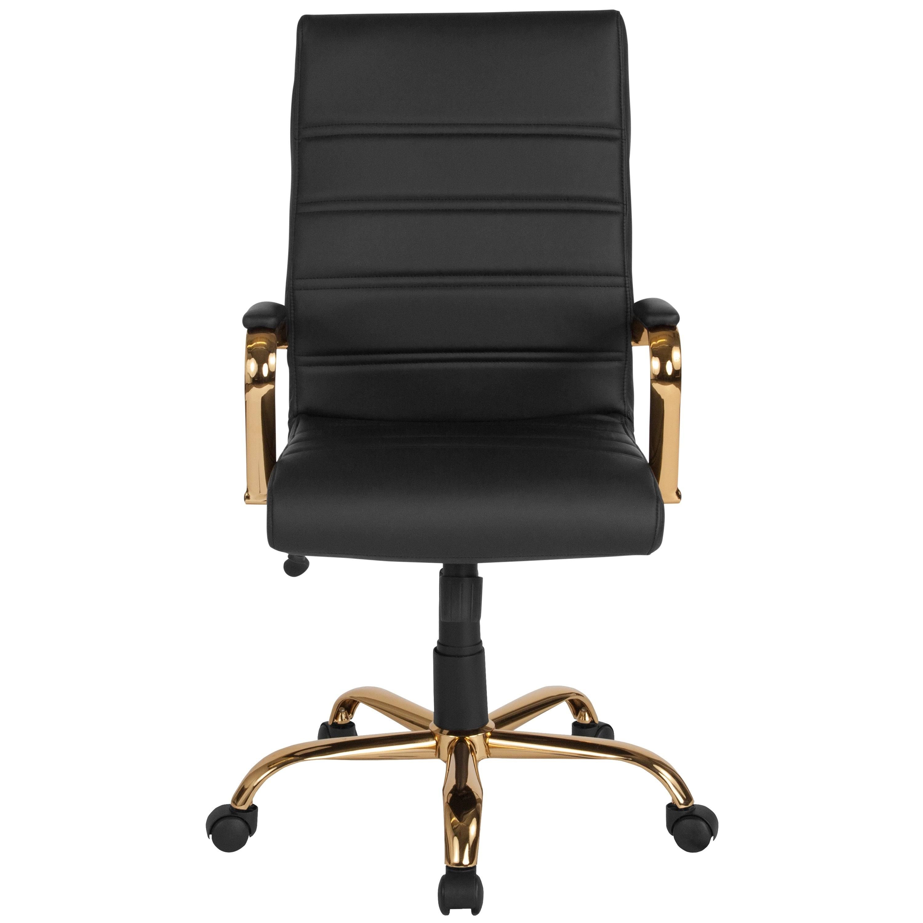 Black LeatherSoft Executive Swivel Office Chair with Chrome Base and Arms V44043