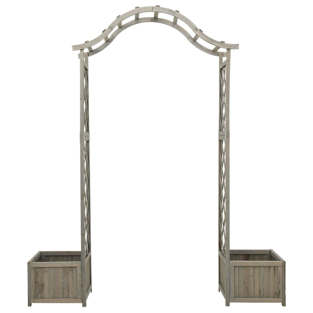 Gray Solid Firwood Garden Pergola with Planter F304