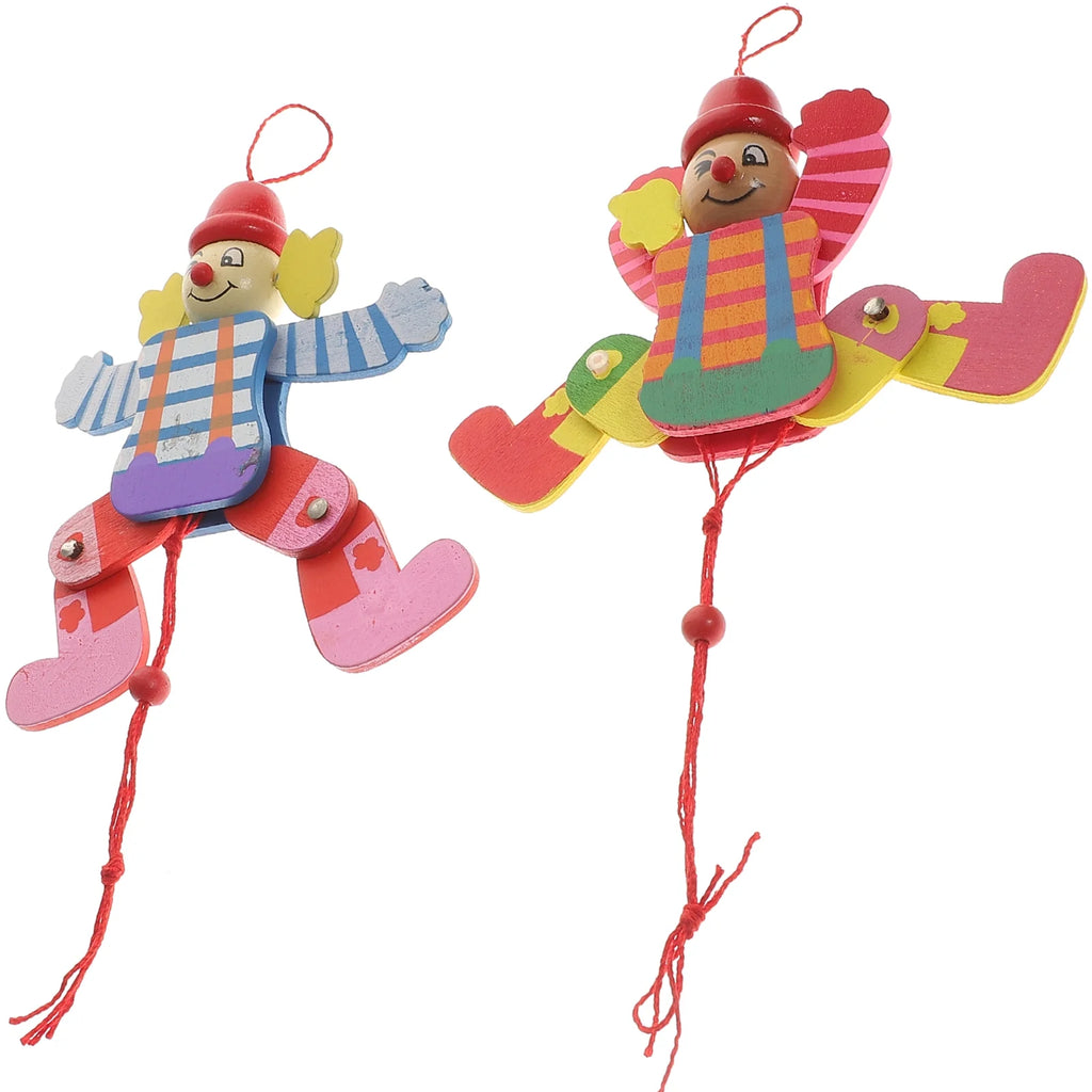 2Pcs Wood Clown Marionette Puppet Toy H320470