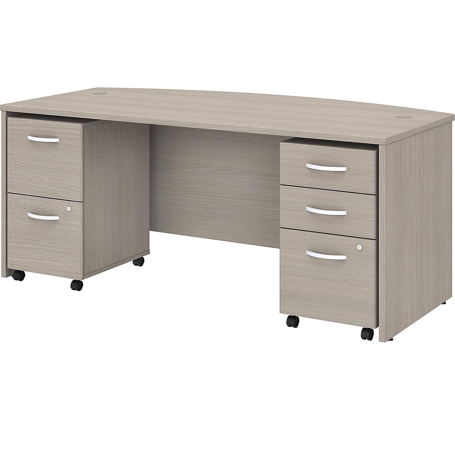 72w x 36D Bow Front Desk with Mobile File Cabinets O92322