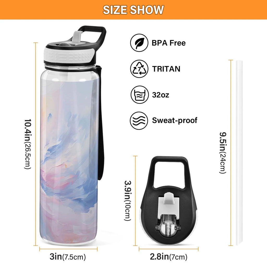 Blue and Pink 32oz Tritan Water Bottles with Straw R601839