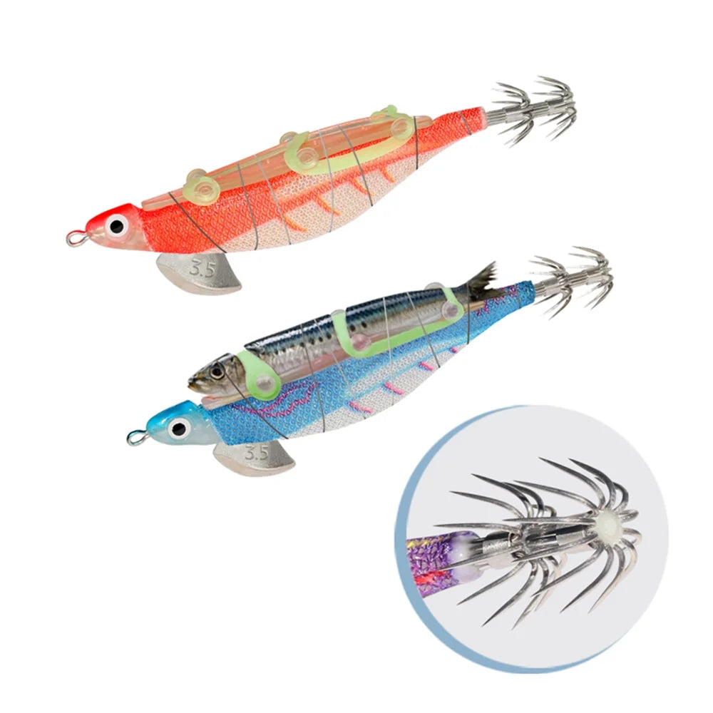 10pcs Fishing Luminous Shrimp Lure with Squid Hooks Y75269