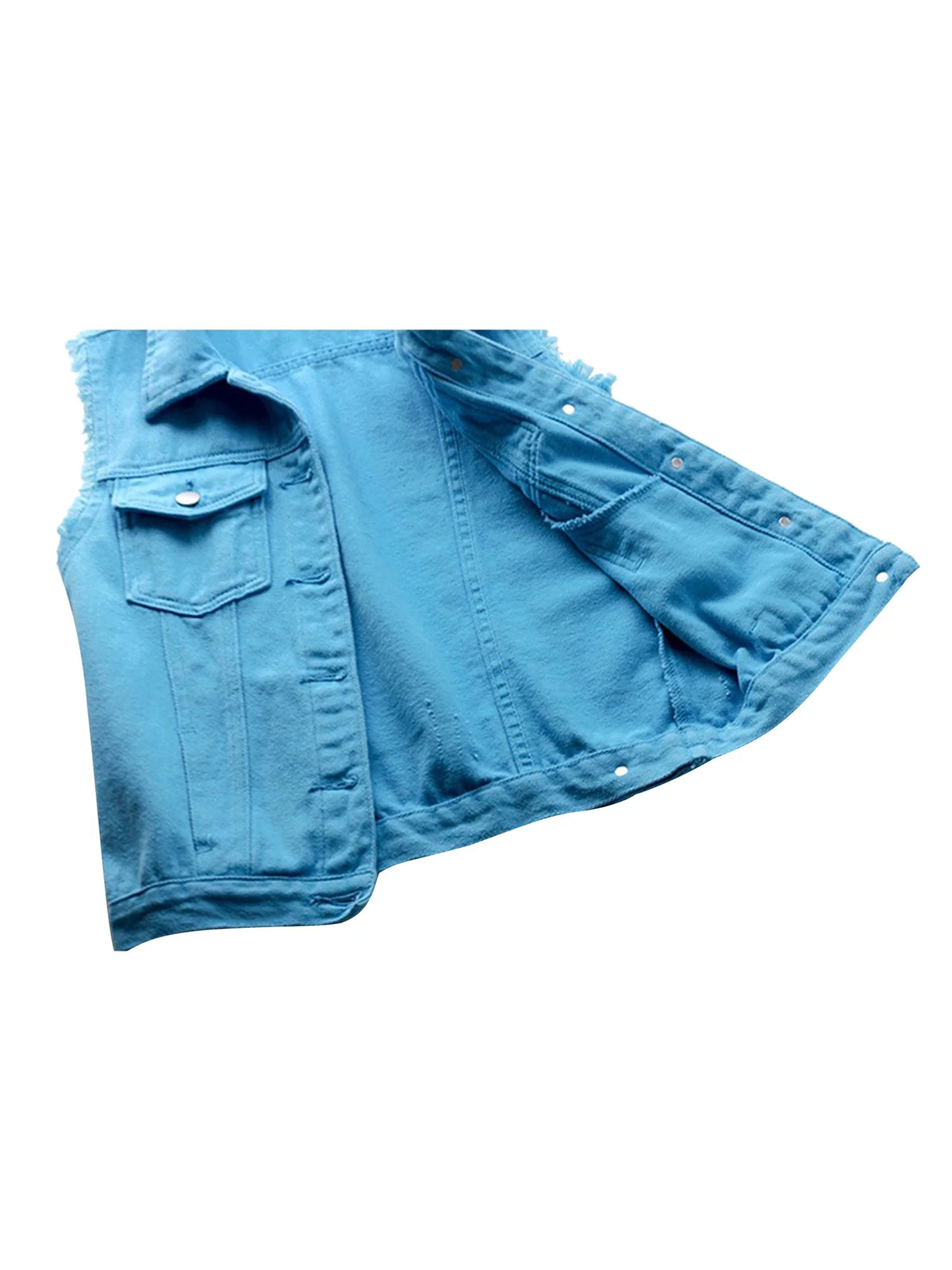 Sleeveless Stretch Denim Jacket with Pockets R41872
