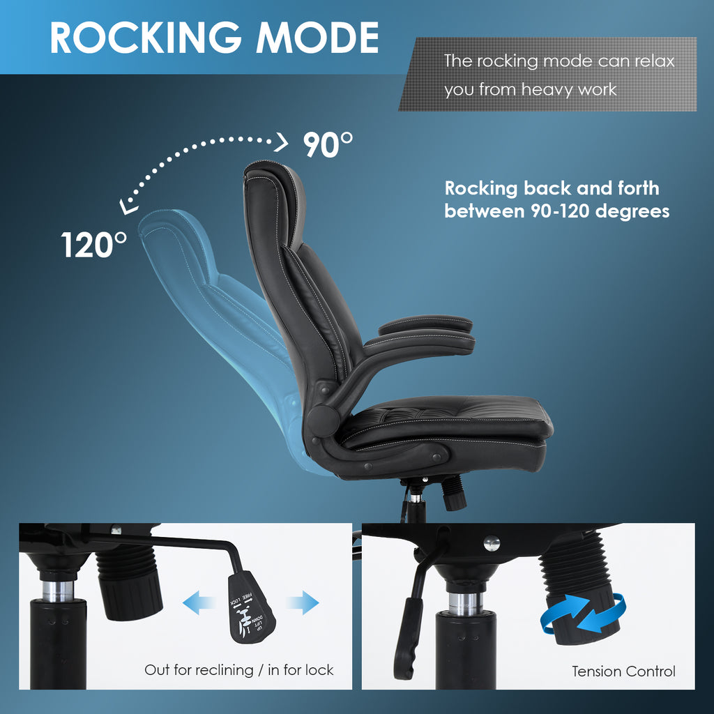 Black PU Leather Ergonomic High Back Office Chair with Lumbar Support Z662801