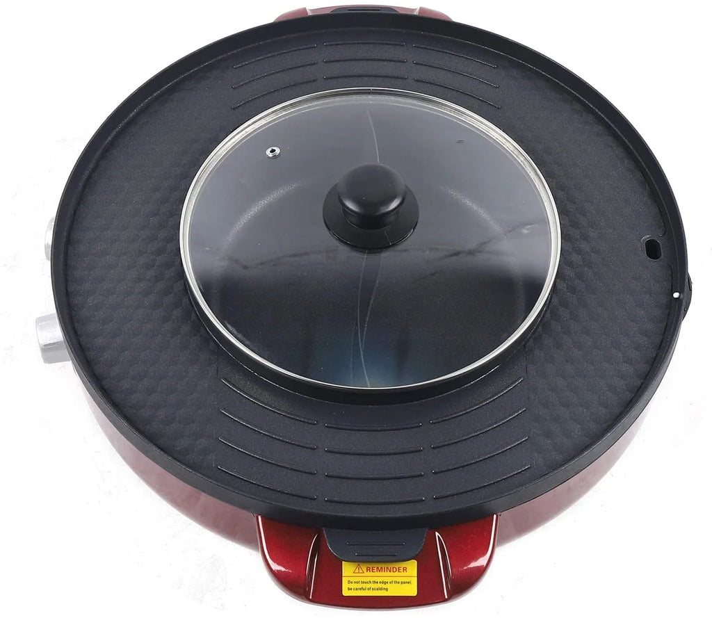 2in1 Electric Grill and Hot Pot Barbecue BBQ Grill Pan Soup Shabu Pot 2200W 110V A138