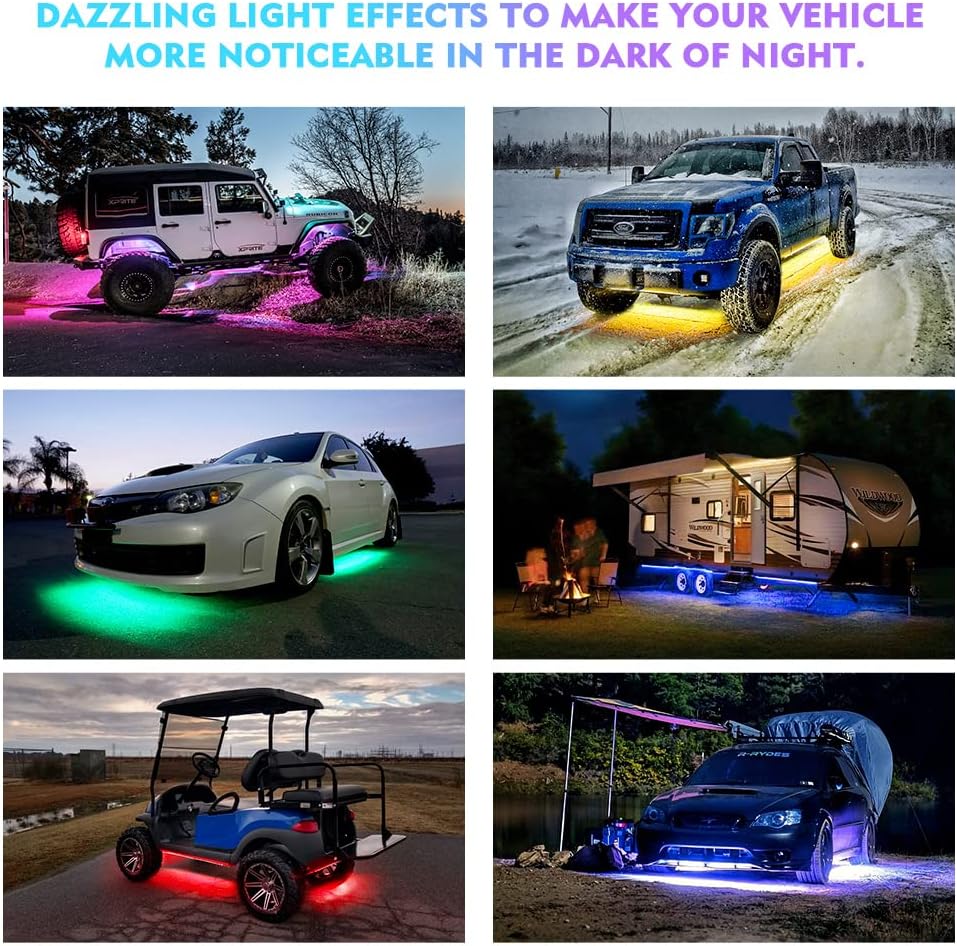 4 PCS RGB LED Car Underglow Light Kit with Wireless Remote D48519