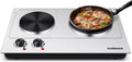 Double Hot Plate Cooktop, 1800W Portable Electric Burner, Cast Iron, Stainless Steel Z24850
