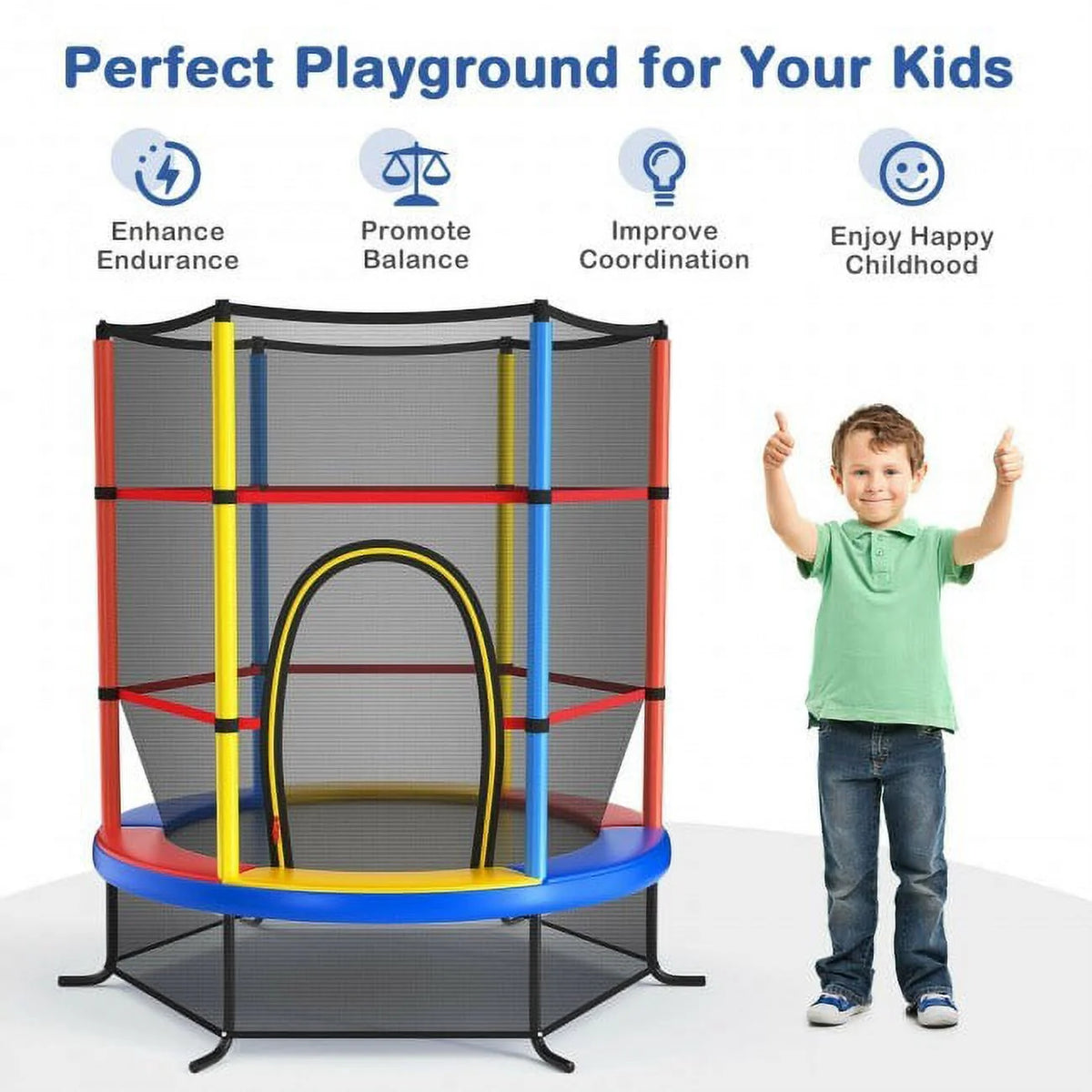 55 inch Kids Trampoline with Enclosure Net O2220