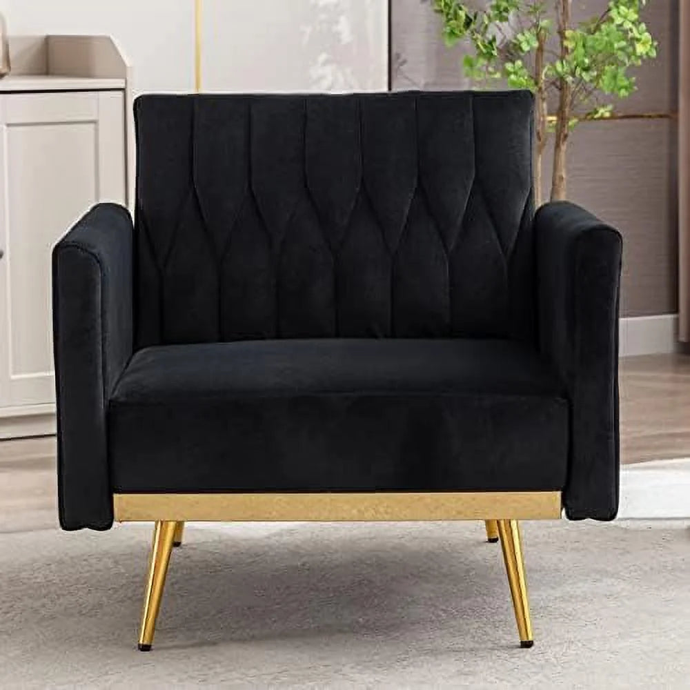 Modern Velvet Single Sofa Chair with Ottoman D5212