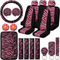 20 Pieces Hot Pink Zebra Print Car Accessories Set F5914