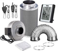 6 Inch 442 CFM Inline Fan Carbon Filter 16 Feet Ducting Combo with Humidity Monitor, Grey D21550