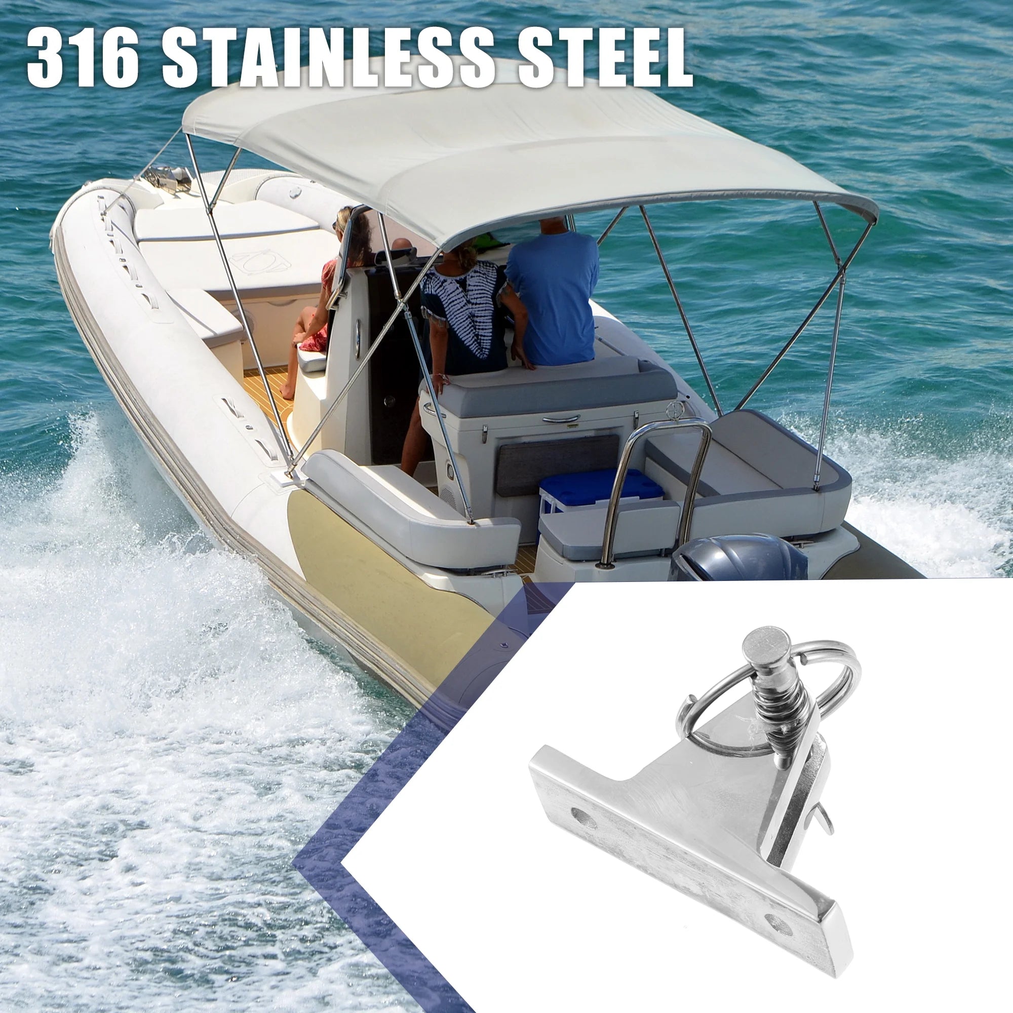 4pcs 316 Stainless Steel Deck Hinge with Pin and Ring J752