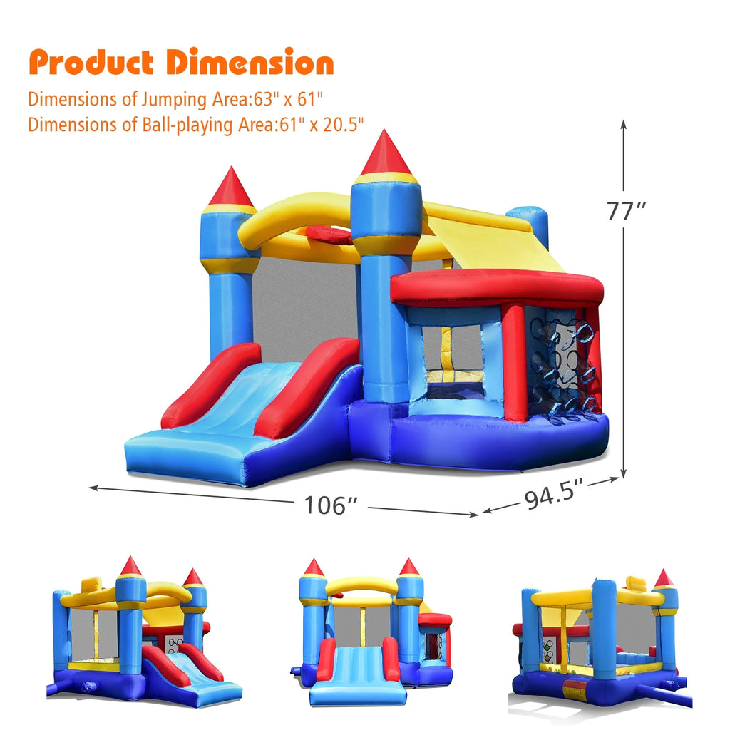 Inflatable Bounce House Castle Slide Bouncer with Basketball Hoop J615