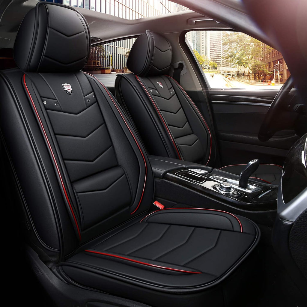 Black with White Trim Full Set Car Seat Cover N88787