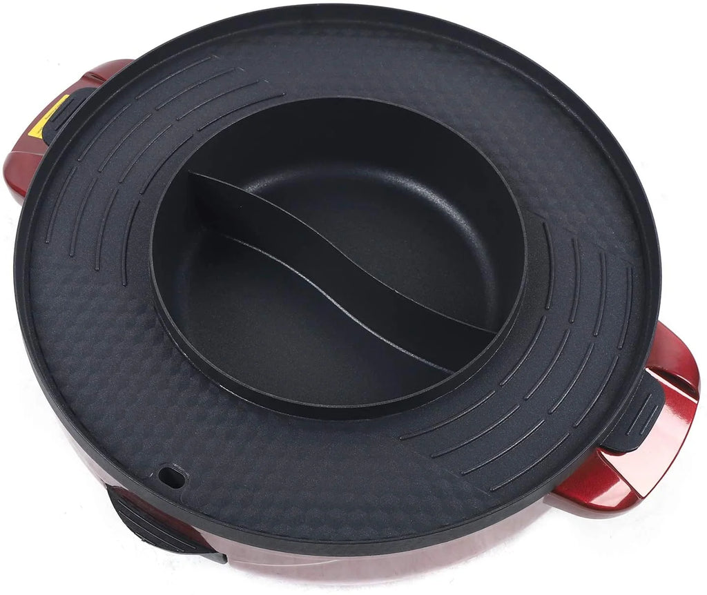 2in1 Electric Grill and Hot Pot Barbecue BBQ Grill Pan Soup Shabu Pot 2200W 110V A138