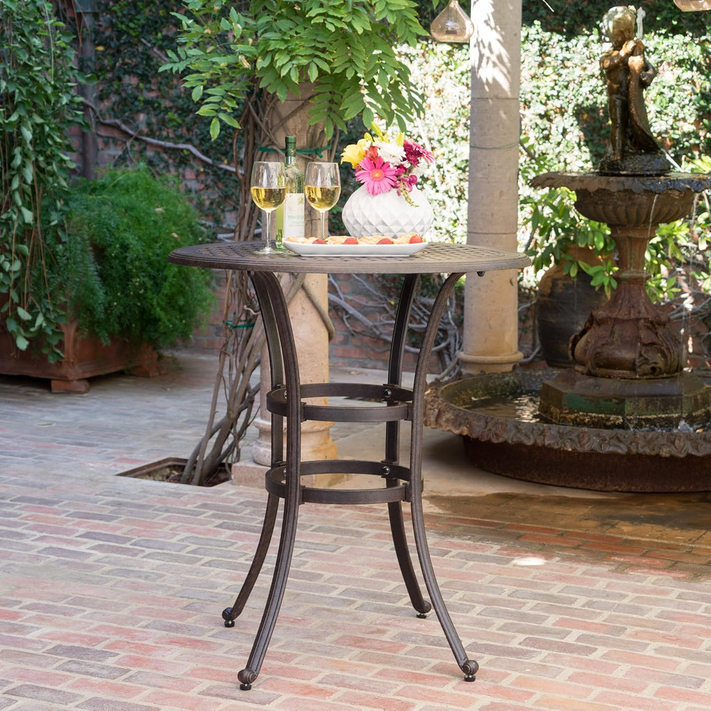 Bronze Cast Aluminum Round Bar Table P1549