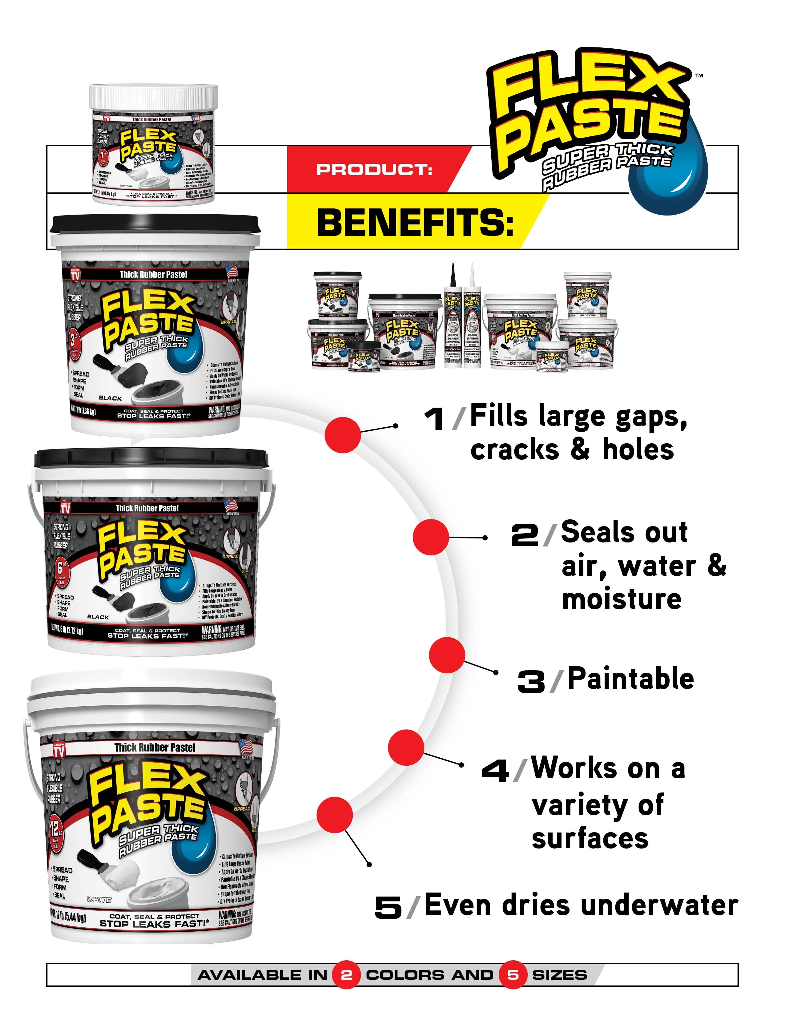 White Super Thick Rubberized Paste, 3 lb S444562