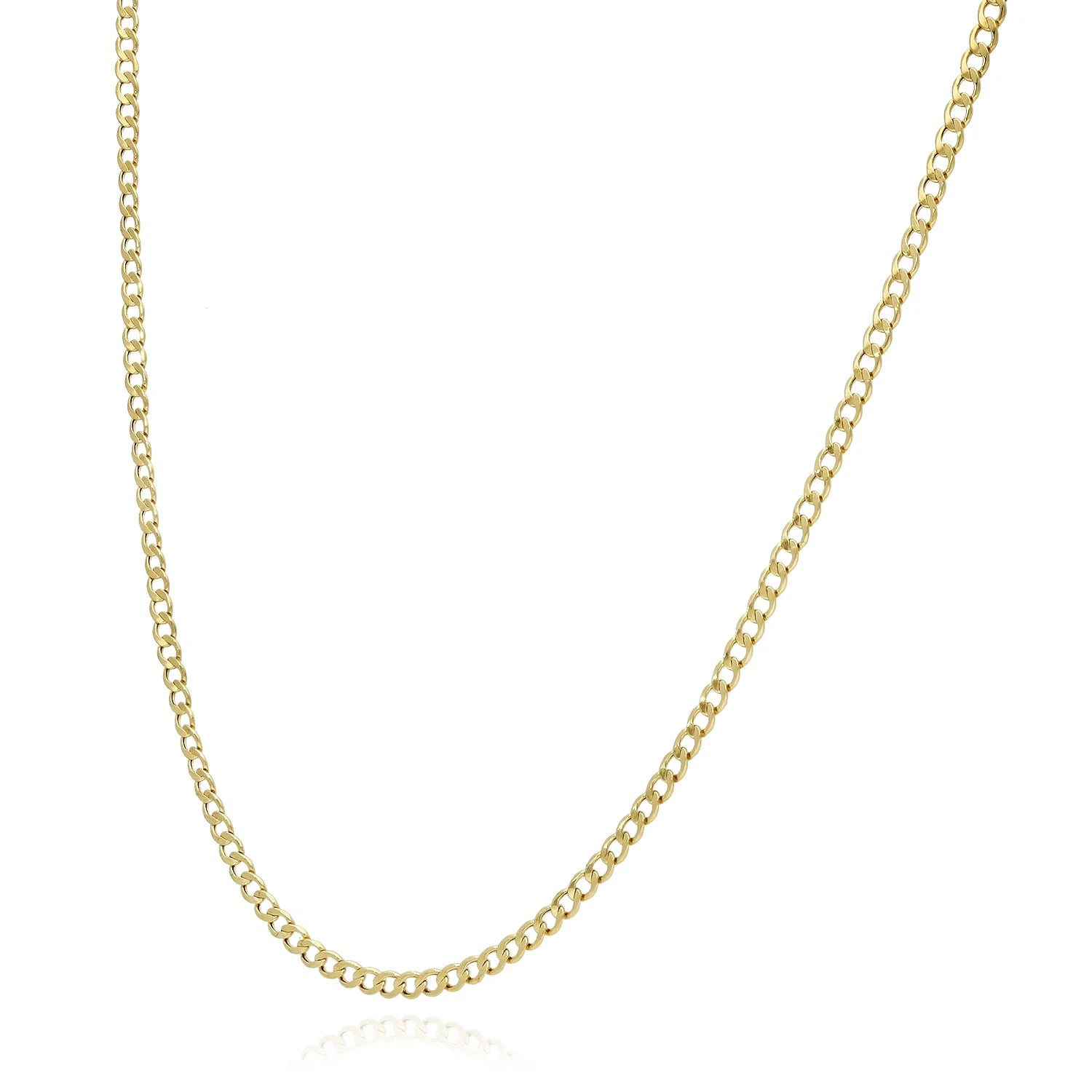 10K Solid Yellow Gold Cuban Curb Link Chain 16" - 26" W167