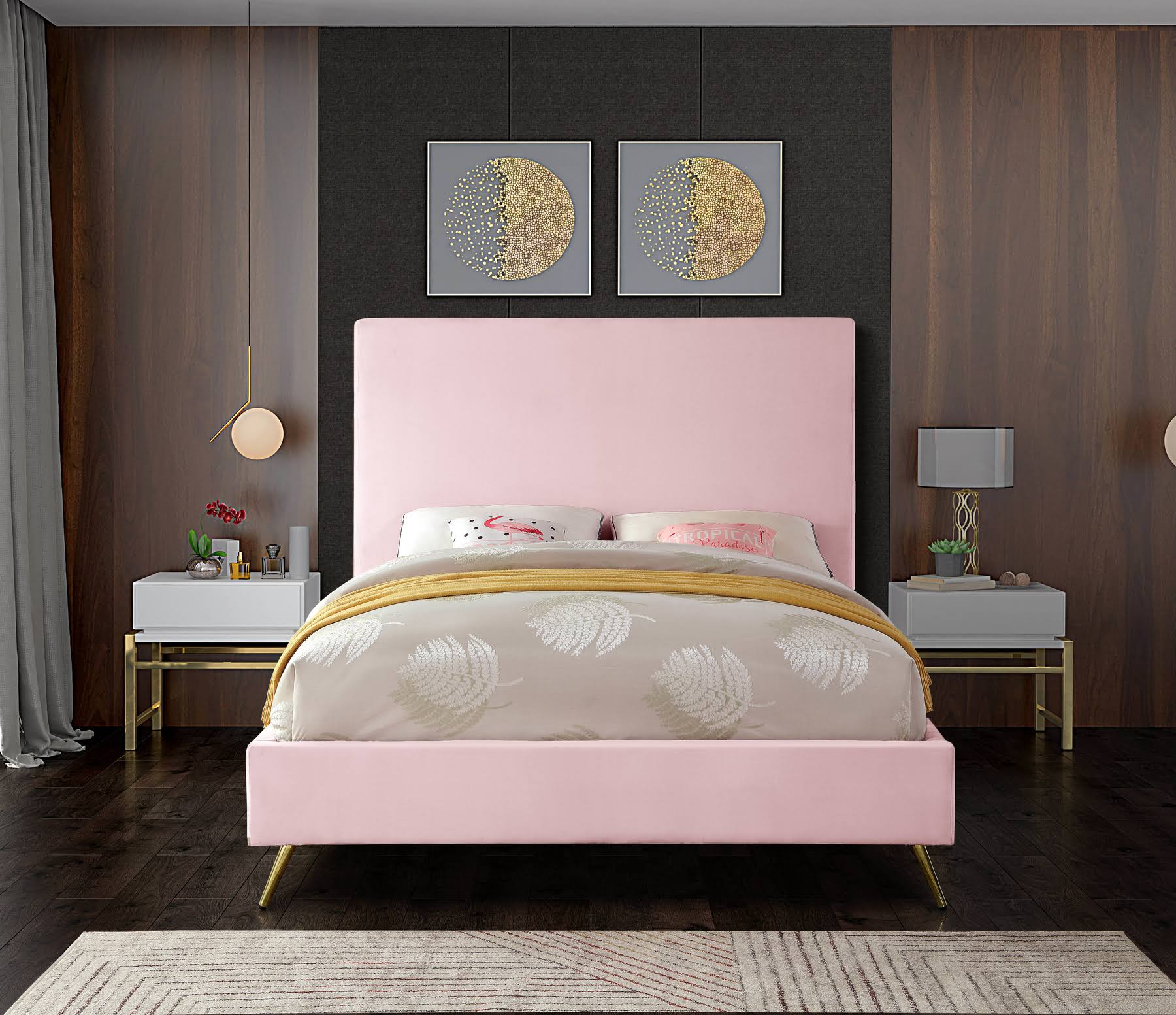 Pink Velvet Full Bed Q951150