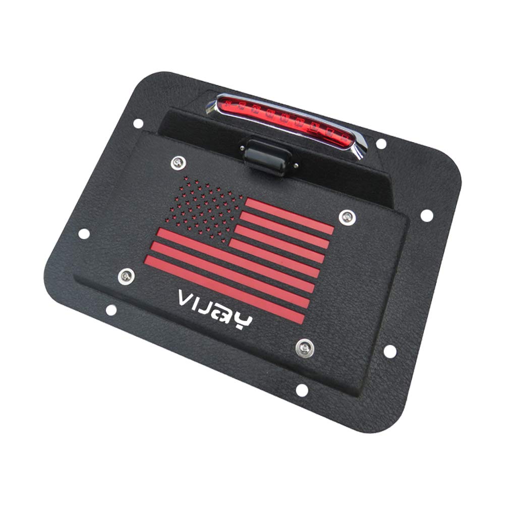 Spare Tire Delete License Plate Relocation Kit with Plate Light and Third Brake Light for Wrangler JK JKU Pack of 2 T79453