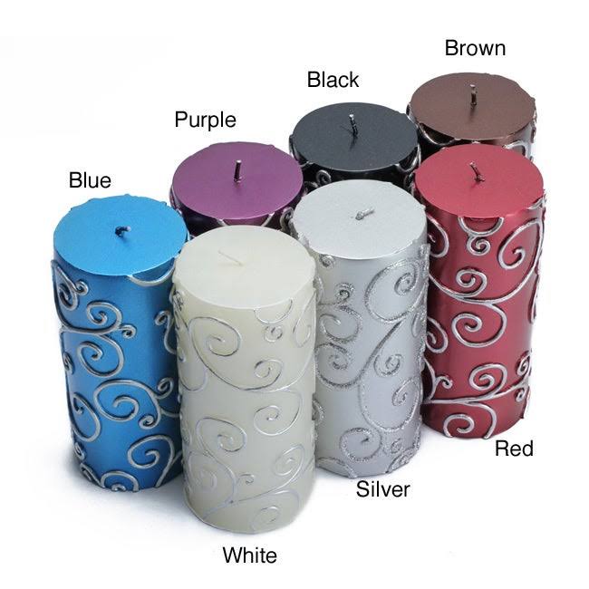 Purple Scroll Pillar Candle 12Pcs C636857