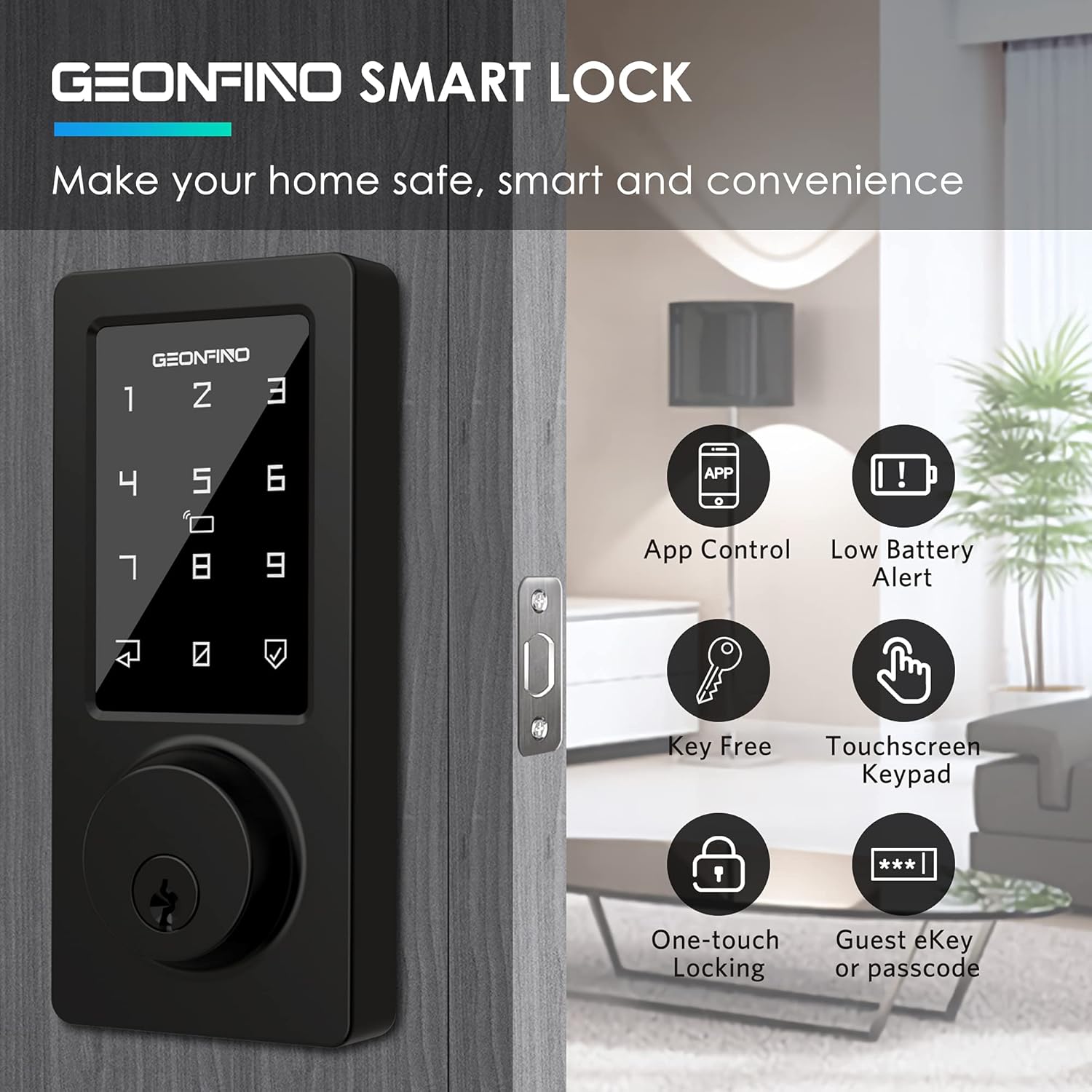 Keyless Entry Smart Deadbolt Lock with Bluetooth App, Electronic Keypad, IC Card, USB, Pack of 2 Z48953