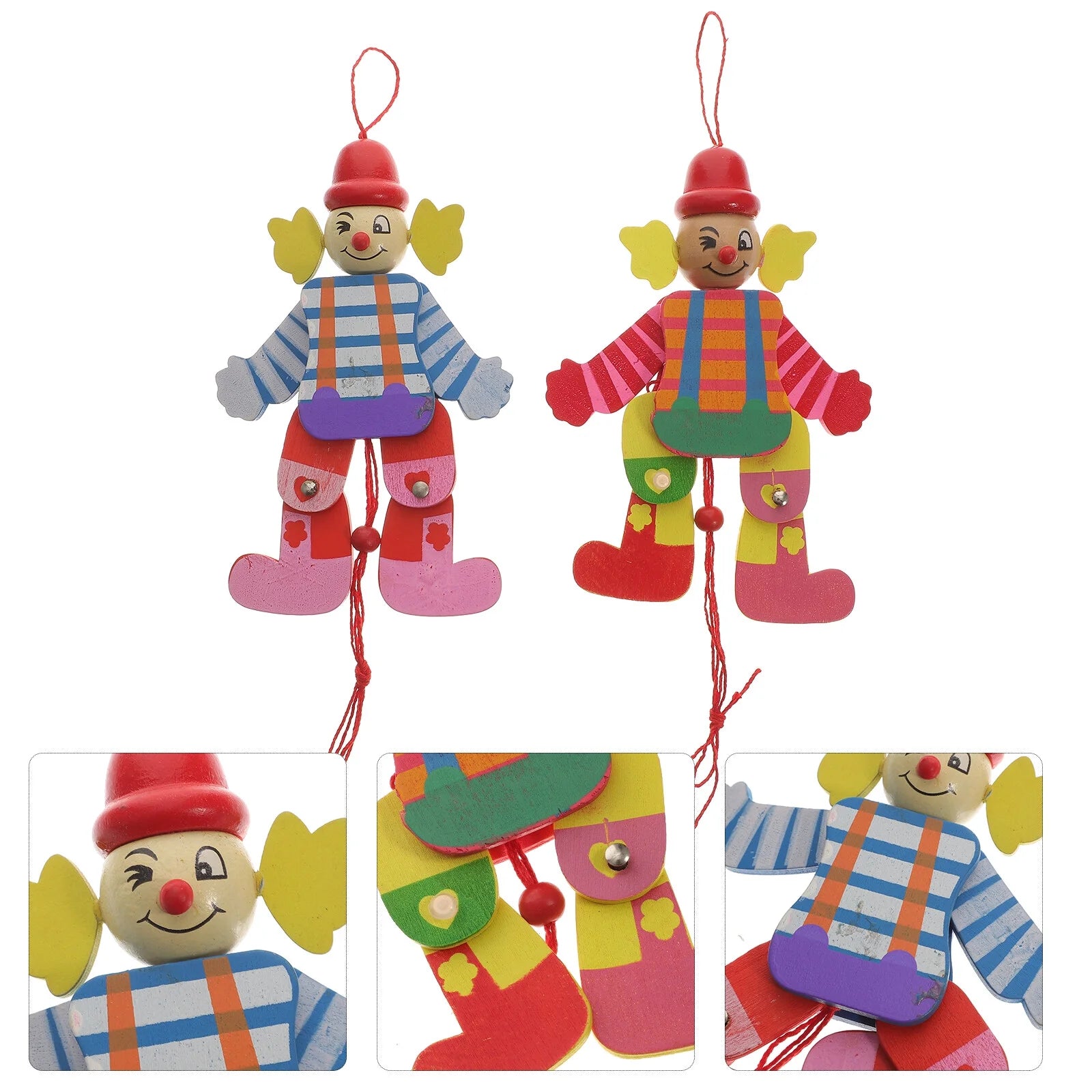 2Pcs Wood Clown Marionette Puppet Toy H320470