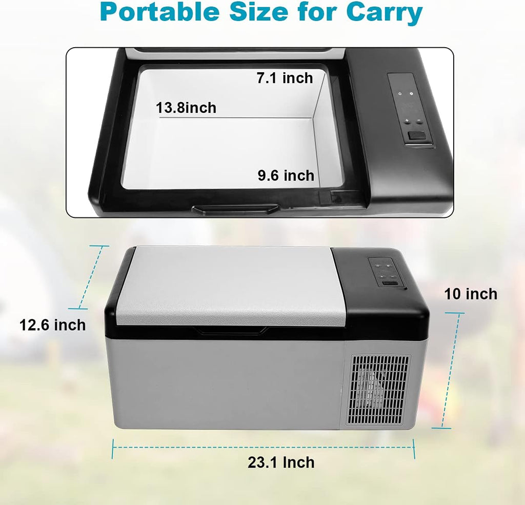 12V Portable Car Refrigerator, 15L/16 Quart Fridge Freezer, Mini Electric Compressor Cooler X3006