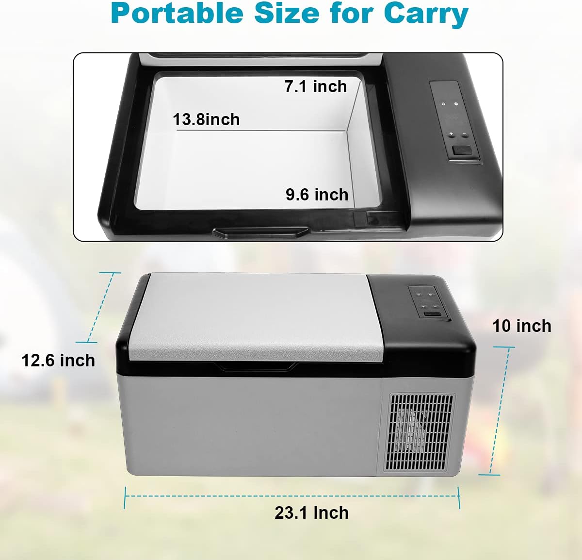 12V Portable Car Refrigerator, 15L/16 Quart Fridge Freezer, Mini Electric Compressor Cooler X3006