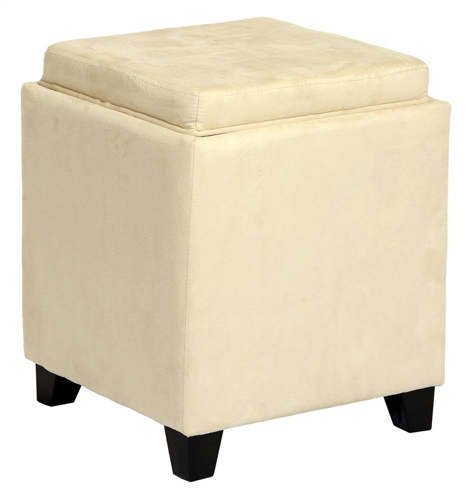 Red Microfiber Storage Ottoman Z2550