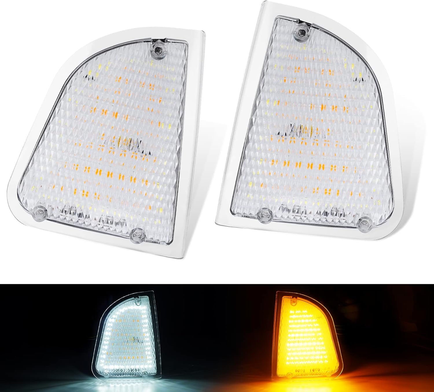 Amber and White LED Turn Signal Parking Light Assembly, Clear Lens, Pack of 2 U14018