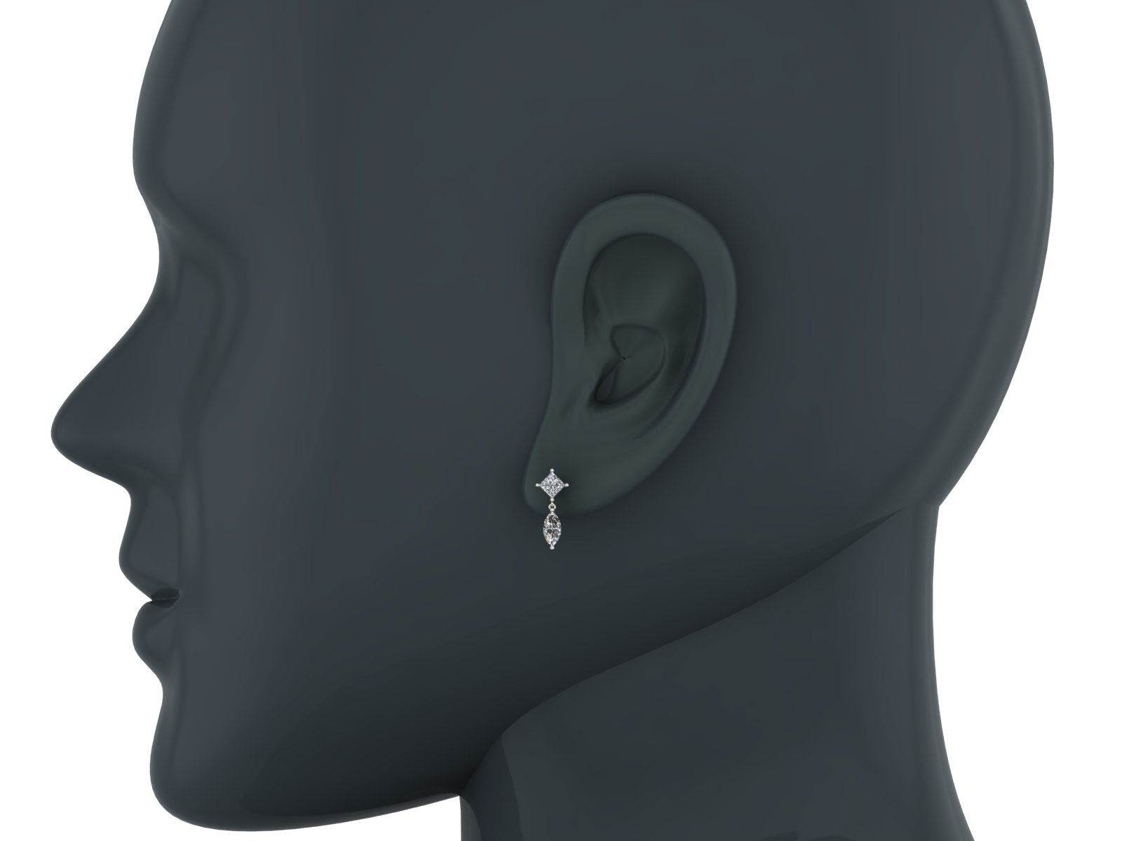 Princess & Marquise Diamond Dangle Earrings 14K White Gold Z76778