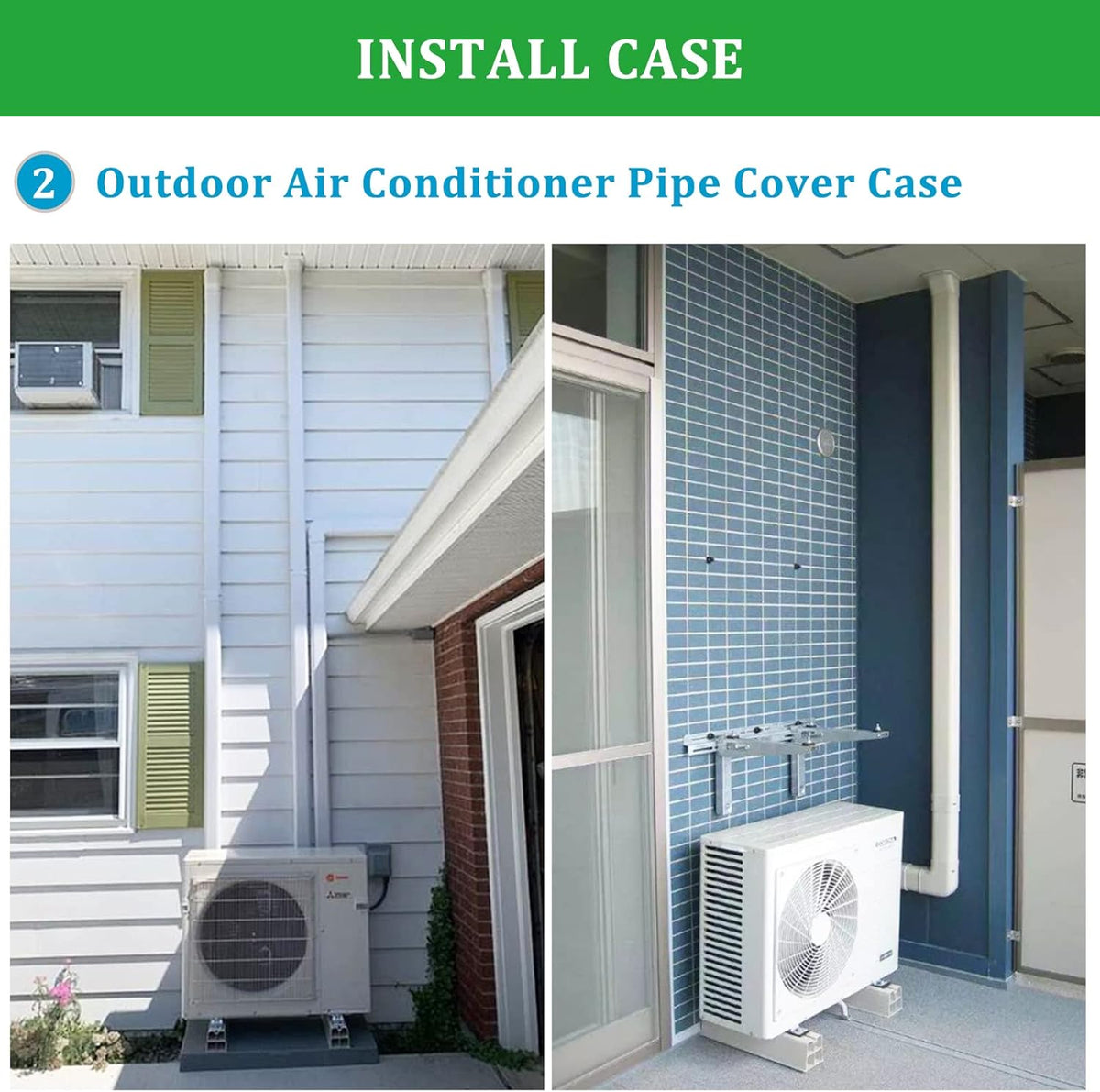 PVC Decorative Line Set Cover Kit for Ductless Mini Split Air Conditioners, Pack of 2 Q477