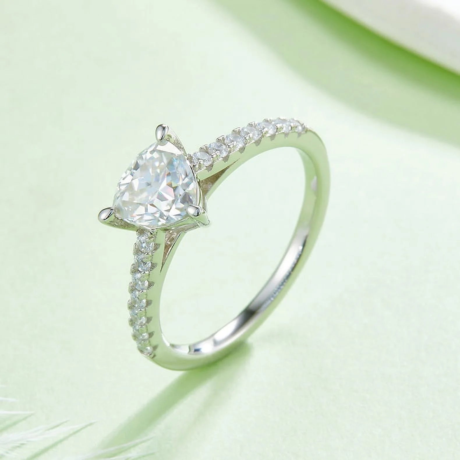 Pear Cut Moissanite Engagement Ring C8954
