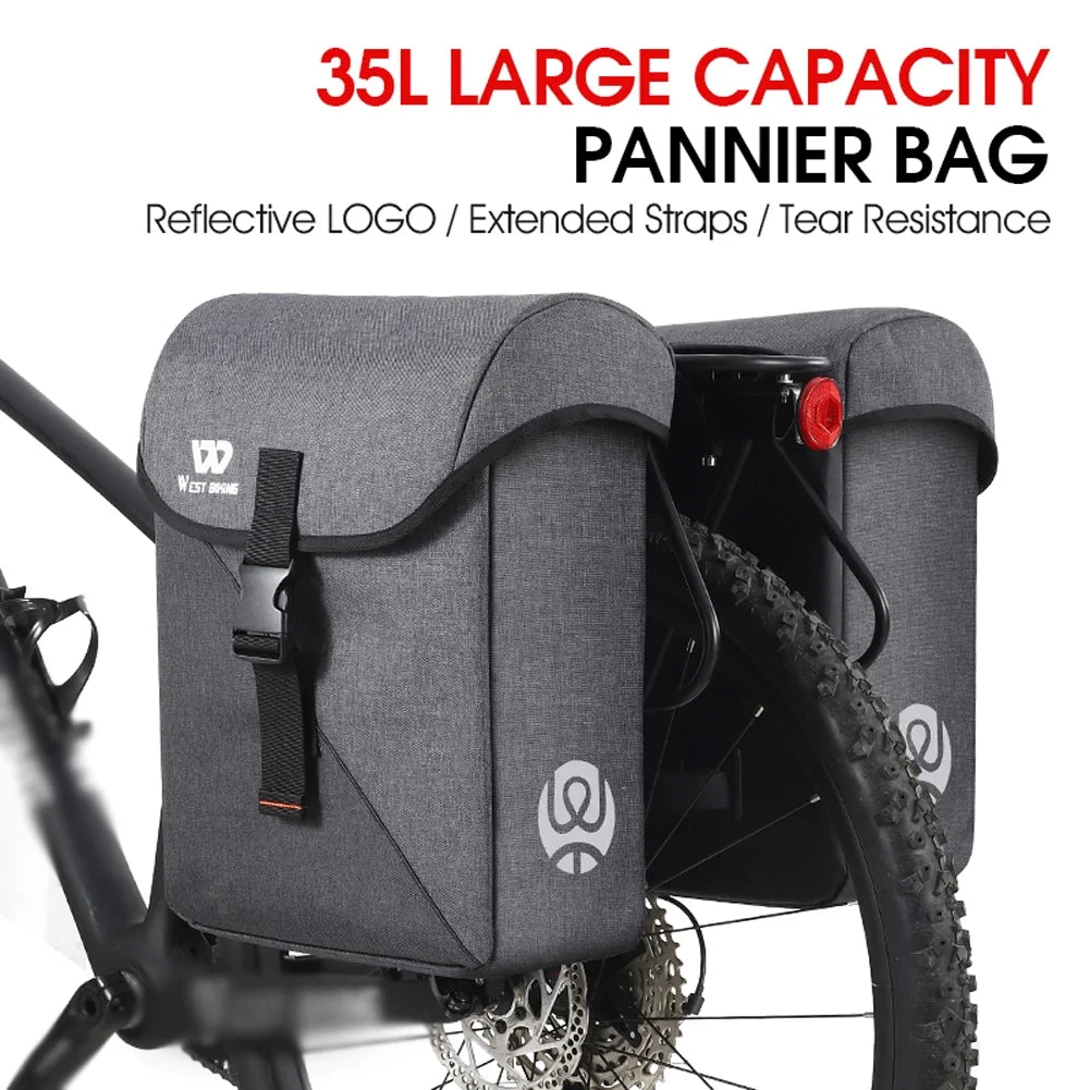 35L Bike Double Bag Rear Seat Luggage Carrier Trunk Bag X5758