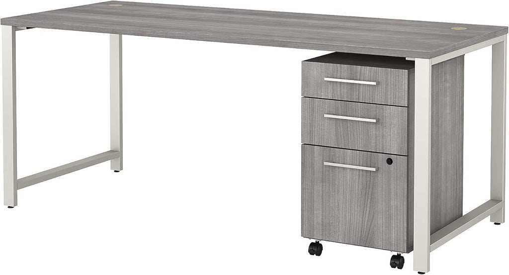 48W x 24D Table Desk with 3 Drawer Mobile File Cabinet in Storm Gray R6299