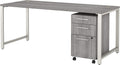 48W x 24D Table Desk with 3 Drawer Mobile File Cabinet in Storm Gray R6299