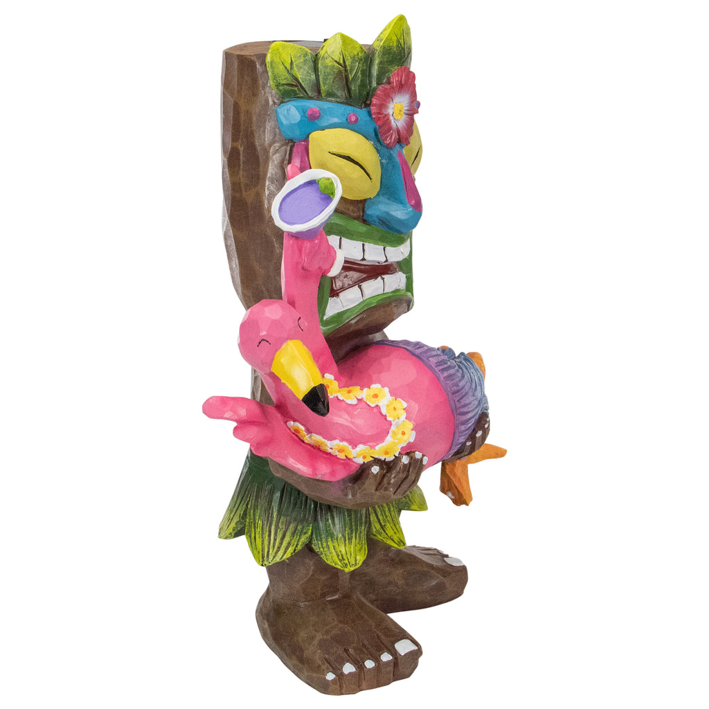 15" Solar Lighted Outdoor Garden Tiki Statue F91026