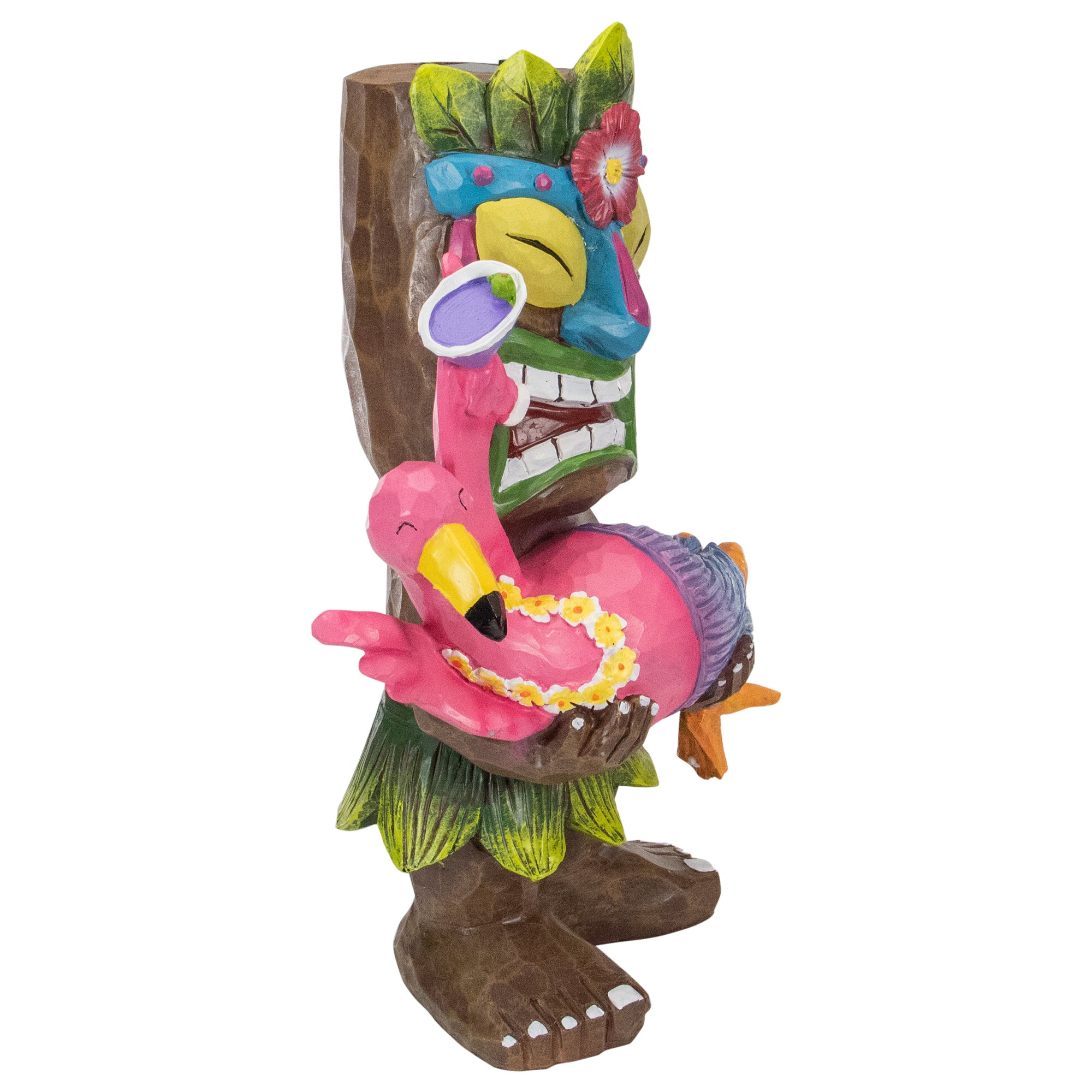 15" Solar Lighted Outdoor Garden Tiki Statue F91026