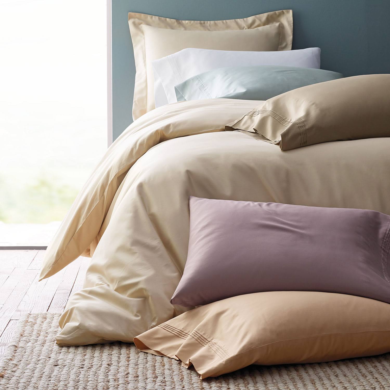 Pearl Gray Solid Egyptian Cotton Sateen Oversized Queen Duvet Cover A594
