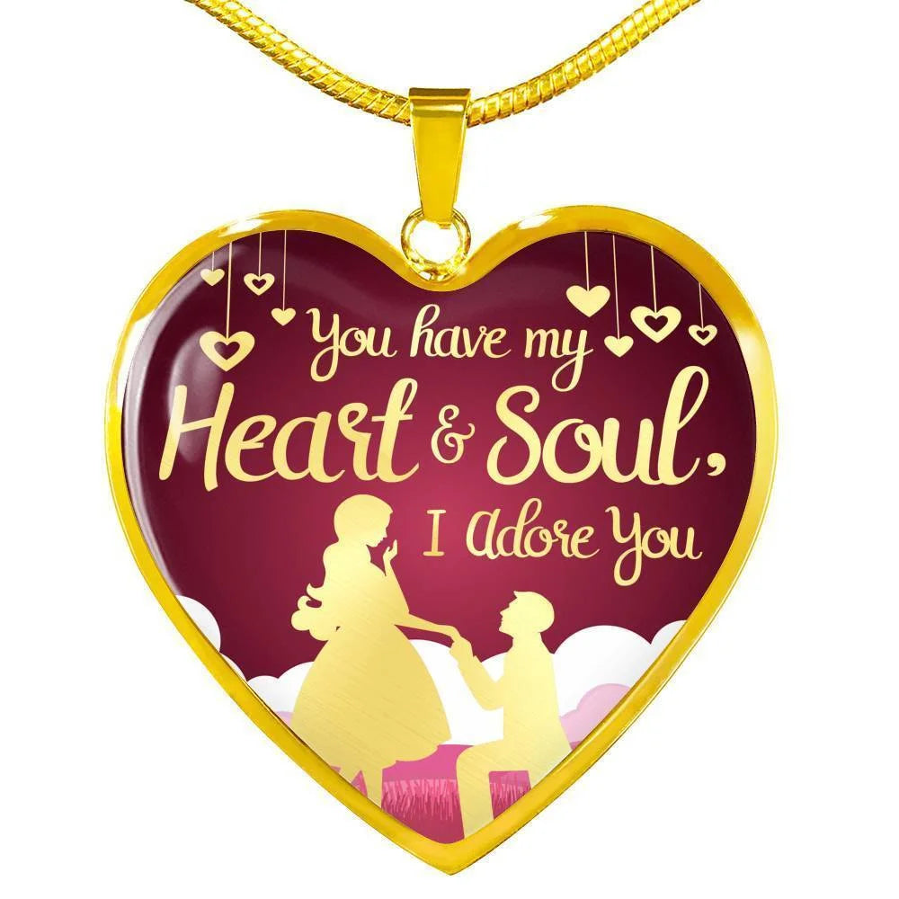 Stainless Steel or 18k Gold Heart Pendant Necklace B1000