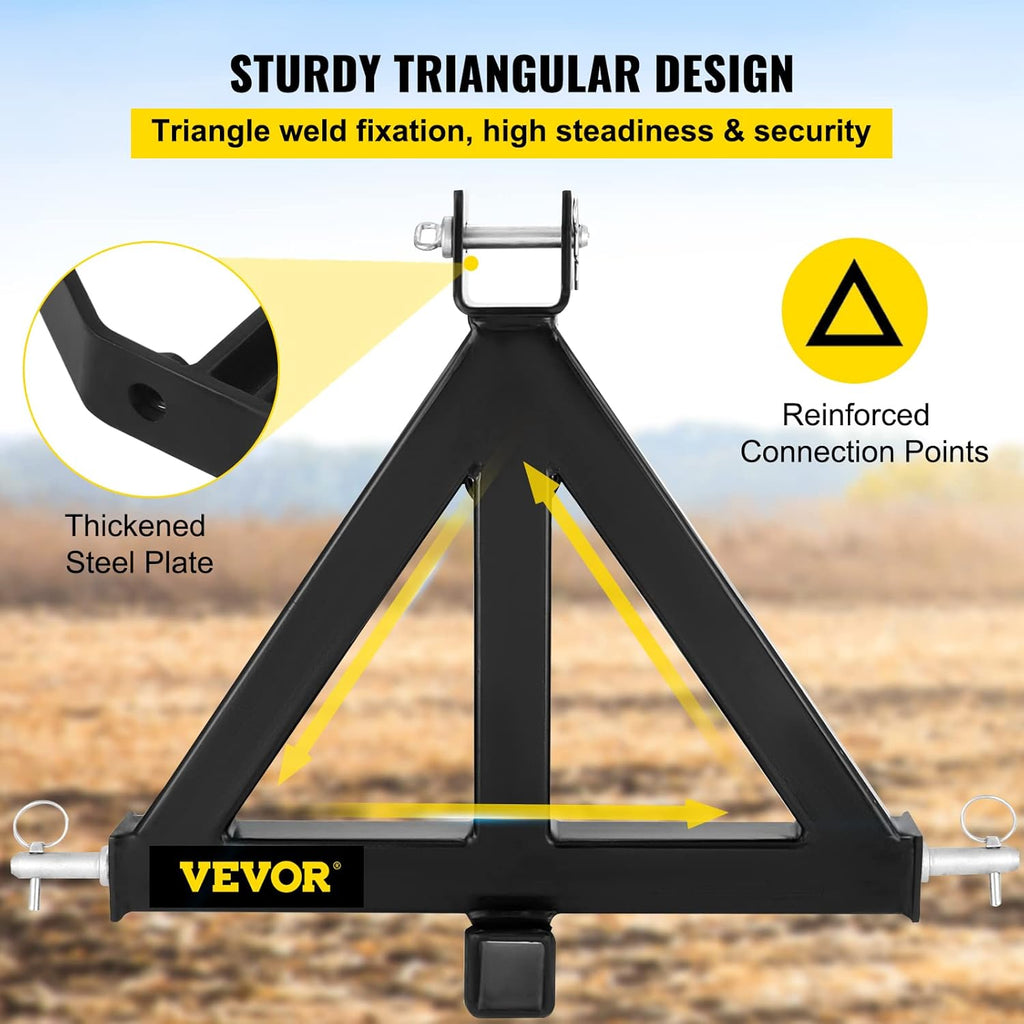 3 Point Trailer Hitch Heavy Duty 2In Receiver Hitch Category 1 33In Black G87927
