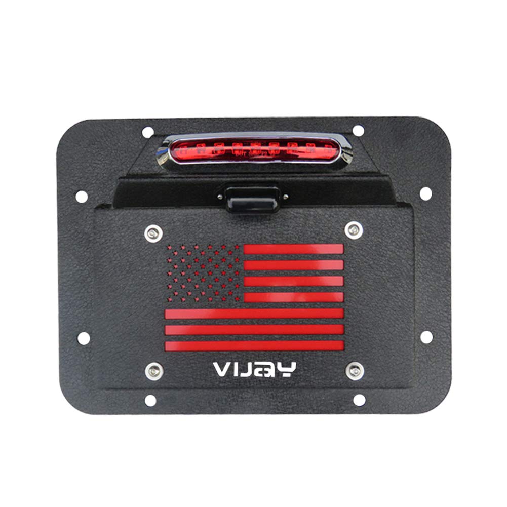 Spare Tire Delete License Plate Relocation Kit with Plate Light and Third Brake Light for Wrangler JK JKU Pack of 2 T79453