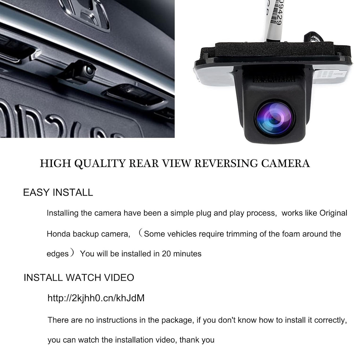 Rear View Backup Camera for Honda Accord Sedan 2014 2015 2016 2017 I8938