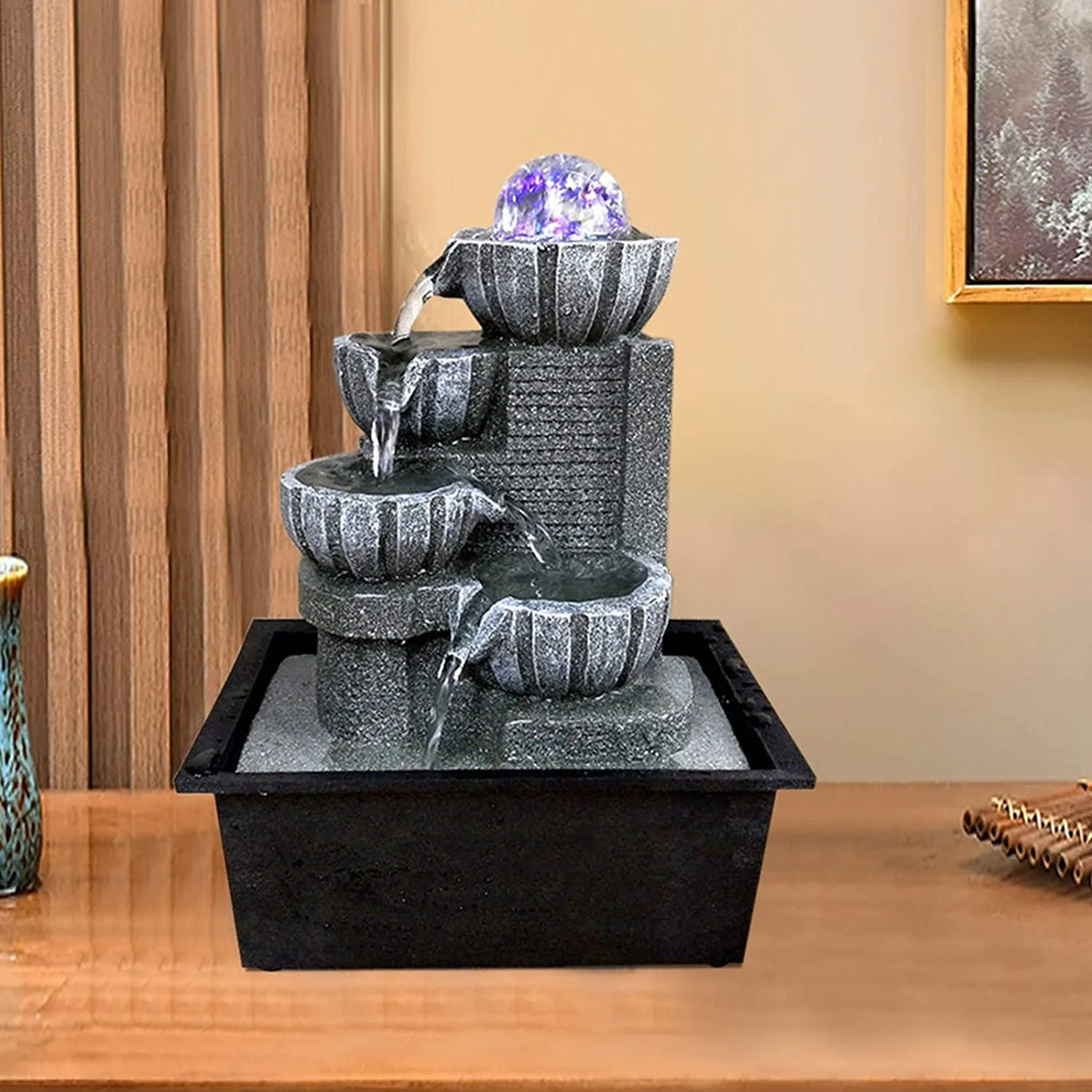 Feng Shui Table Top Water Feature with LED Lights U302
