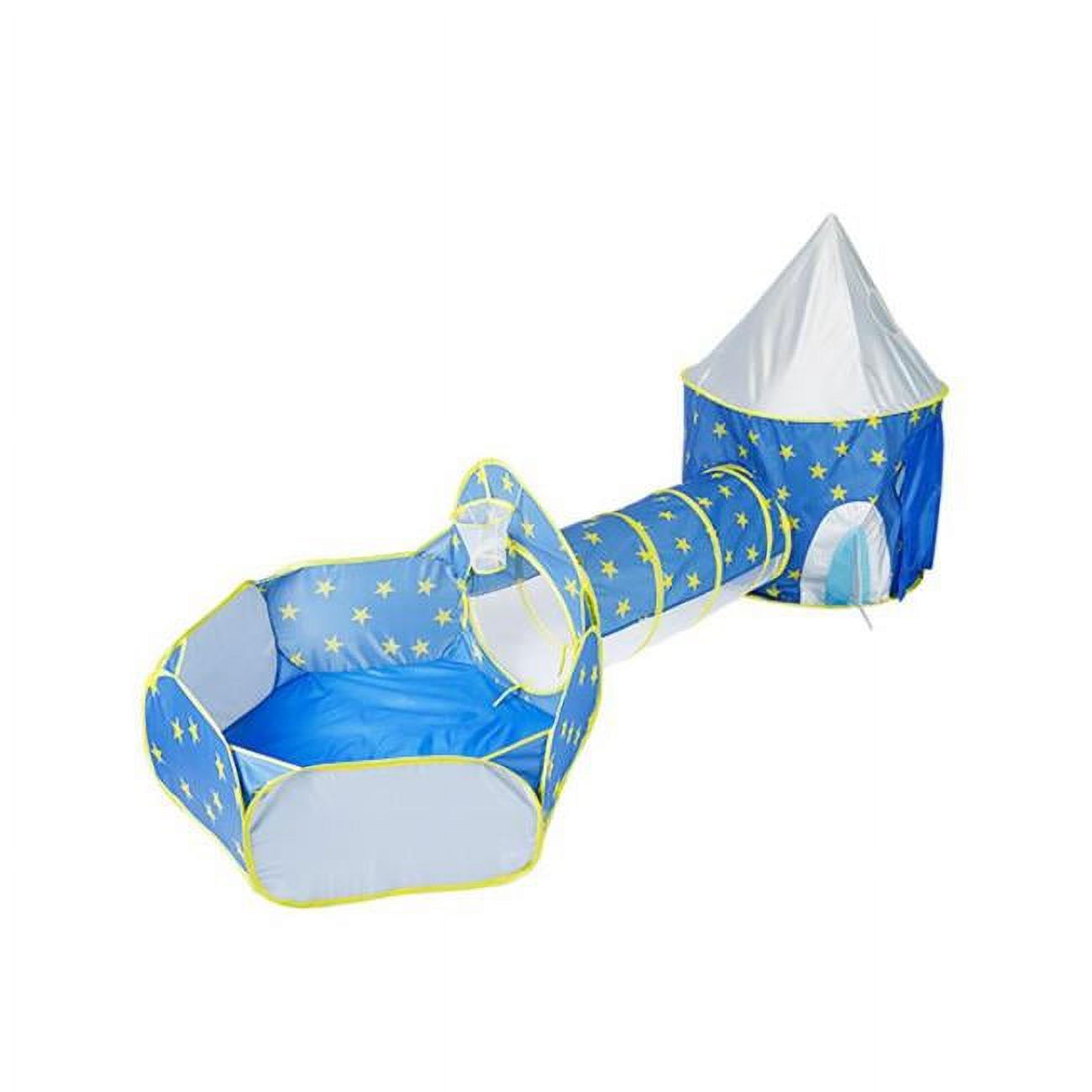 3-in-1 Child Crawl Tunnel Play Tent Ball Pit Set with Storage Bag, Blue N267122