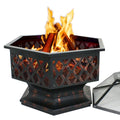 24’’ Portable Wood Burning Fire Pit with Mesh Lid N958