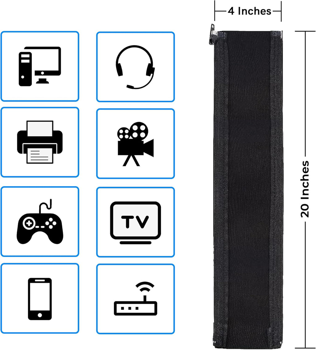 Cable Management Protection Sleeves with Reusable Cable Ties and Name Sticker S971374