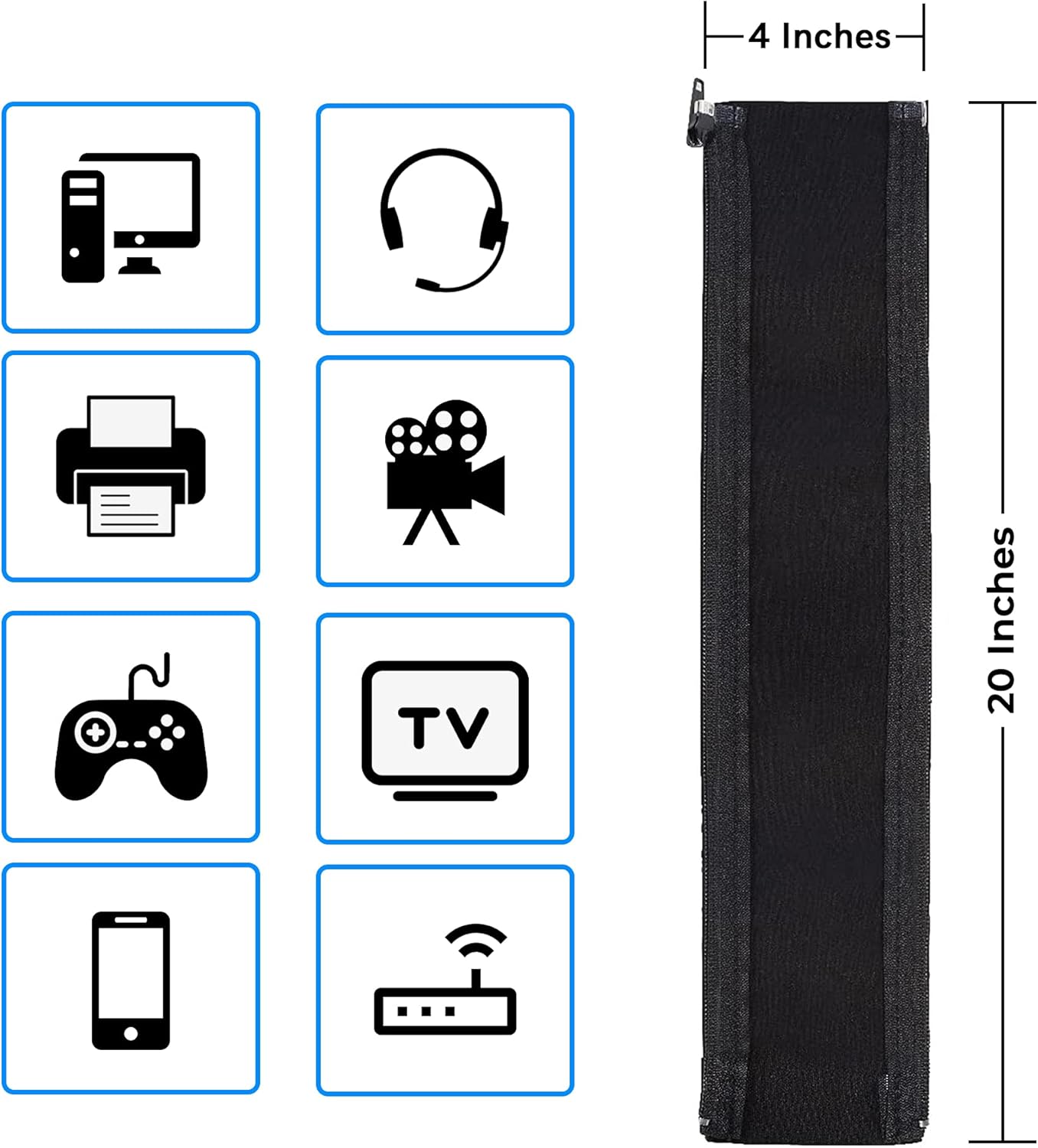 Cable Management Protection Sleeves with Reusable Cable Ties and Name Sticker S971374